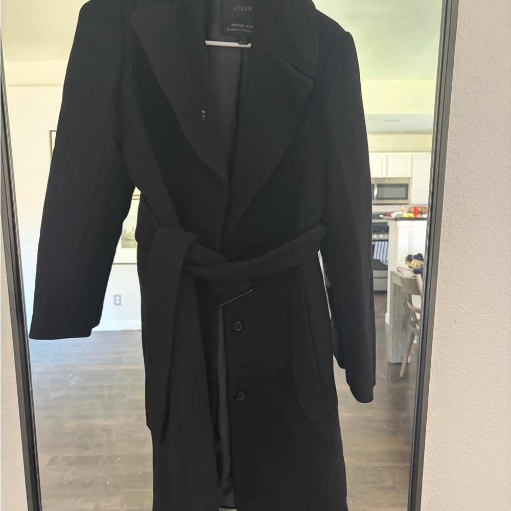 J. Crew Black Double Cloth Pea Coat